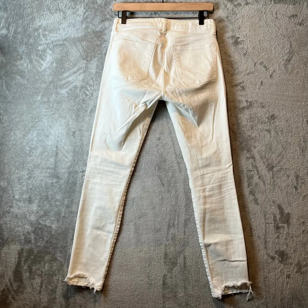 R13 Allison Skinny‎ Jeans Garret White Size 28 Distressed